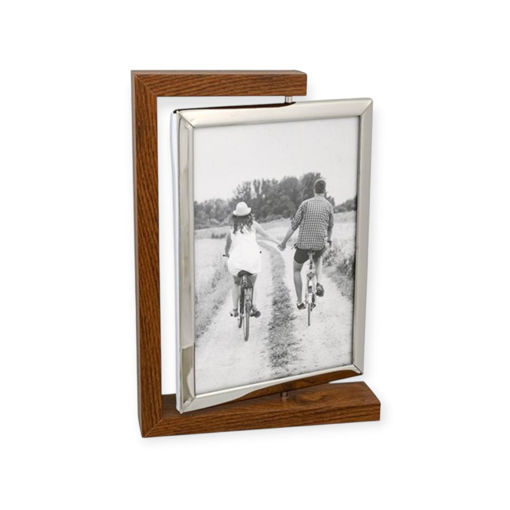 Picture of MODERN WOOD & SILVER SPIN FRAME 5X7